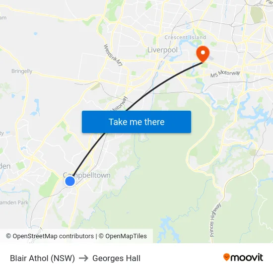 Blair Athol (NSW) to Georges Hall map