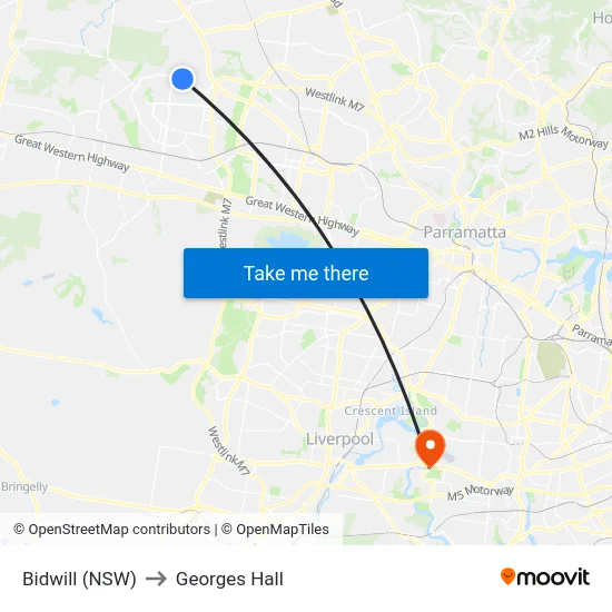 Bidwill (NSW) to Georges Hall map