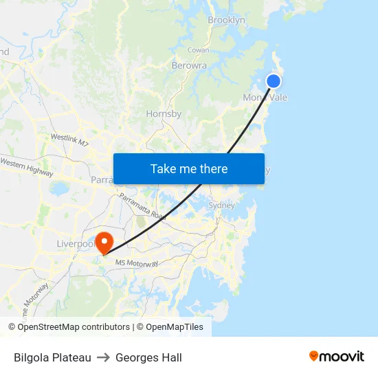 Bilgola Plateau to Georges Hall map