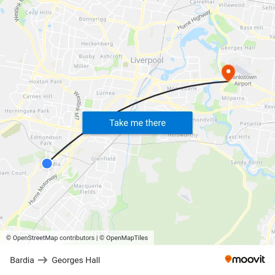 Bardia to Georges Hall map