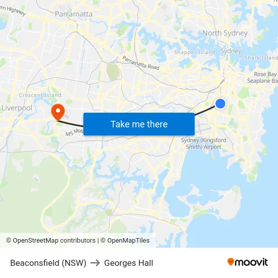 Beaconsfield (NSW) to Georges Hall map