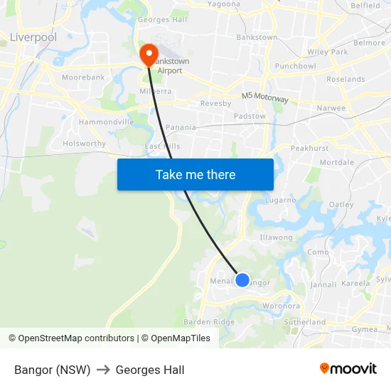 Bangor (NSW) to Georges Hall map