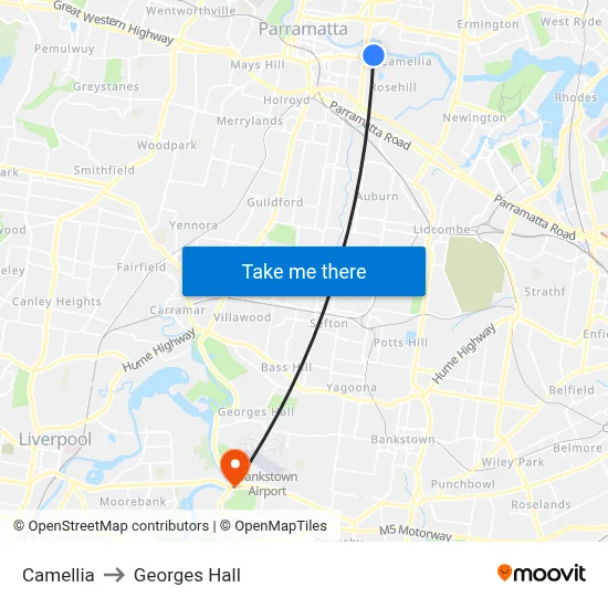 Camellia to Georges Hall map