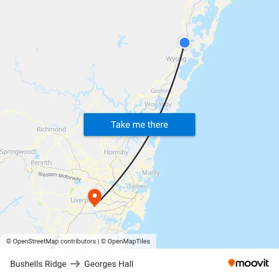 Bushells Ridge to Georges Hall map