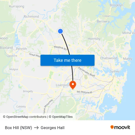Box Hill (NSW) to Georges Hall map