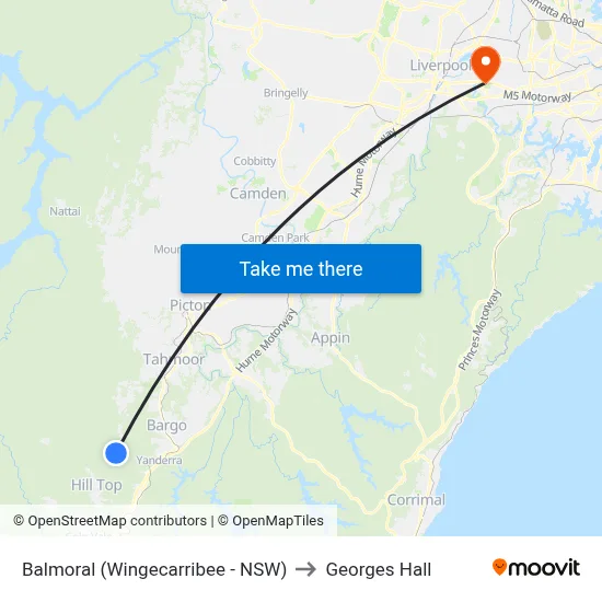 Balmoral (Wingecarribee - NSW) to Georges Hall map