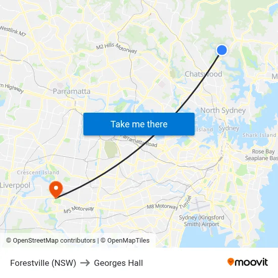Forestville (NSW) to Georges Hall map