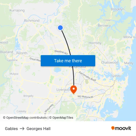 Gables to Georges Hall map