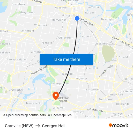 Granville (NSW) to Georges Hall map