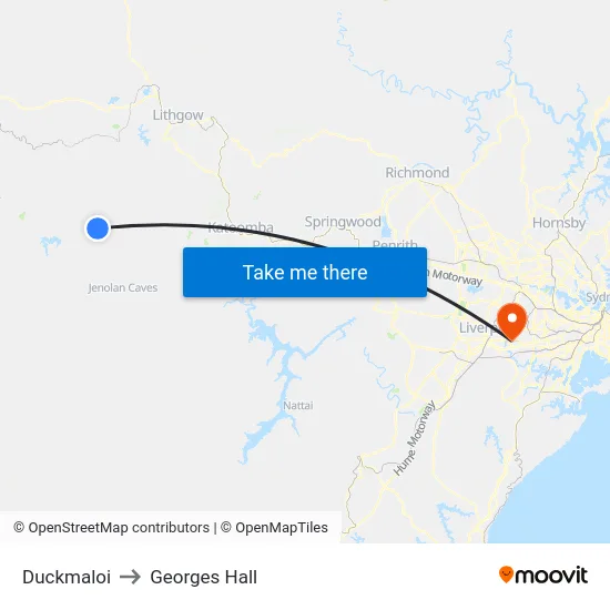 Duckmaloi to Georges Hall map