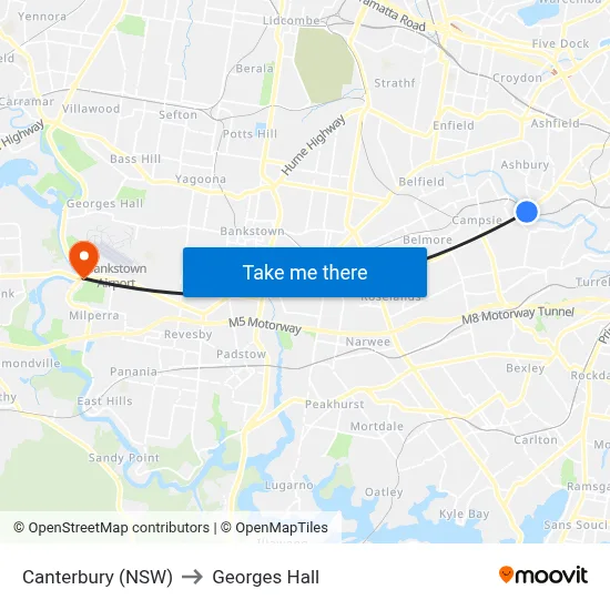 Canterbury (NSW) to Georges Hall map