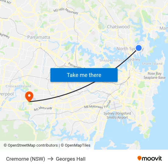 Cremorne (NSW) to Georges Hall map