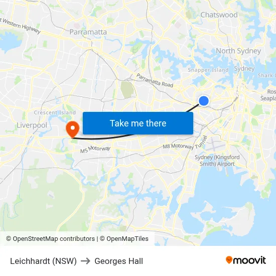 Leichhardt (NSW) to Georges Hall map
