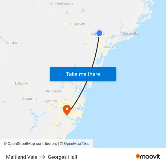 Maitland Vale to Georges Hall map