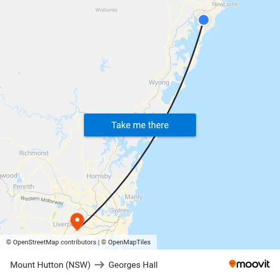 Mount Hutton (NSW) to Georges Hall map
