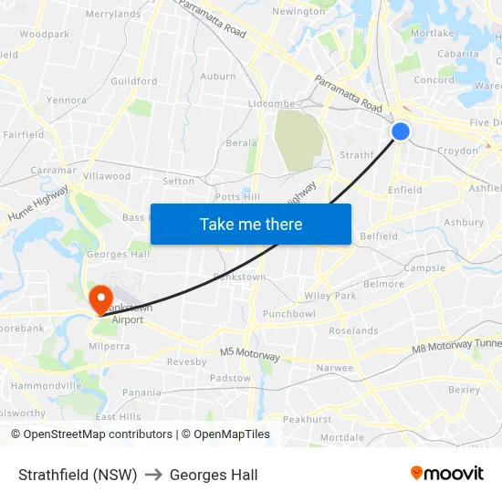 Strathfield (NSW) to Georges Hall map