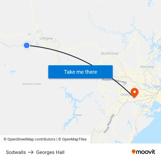 Sodwalls to Georges Hall map