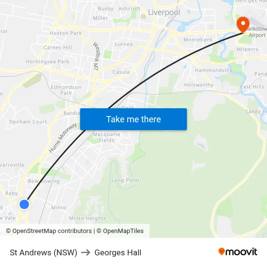 St Andrews (NSW) to Georges Hall map
