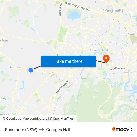 Rossmore (NSW) to Georges Hall map