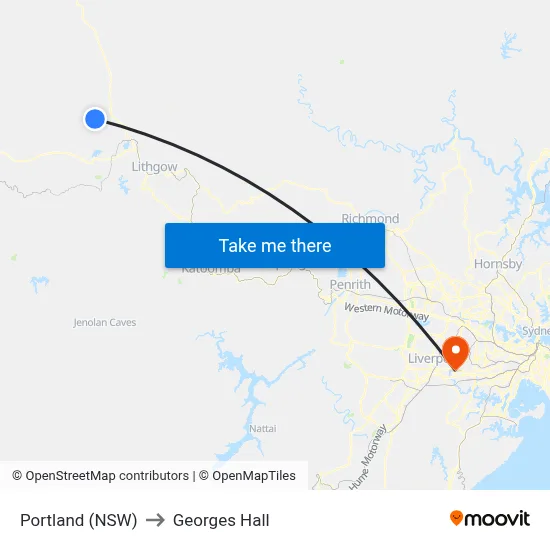 Portland (NSW) to Georges Hall map