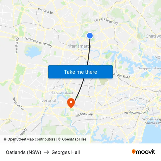 Oatlands (NSW) to Georges Hall map