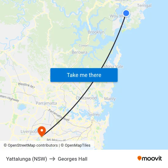 Yattalunga (NSW) to Georges Hall map