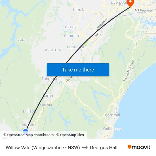 Willow Vale (Wingecarribee - NSW) to Georges Hall map