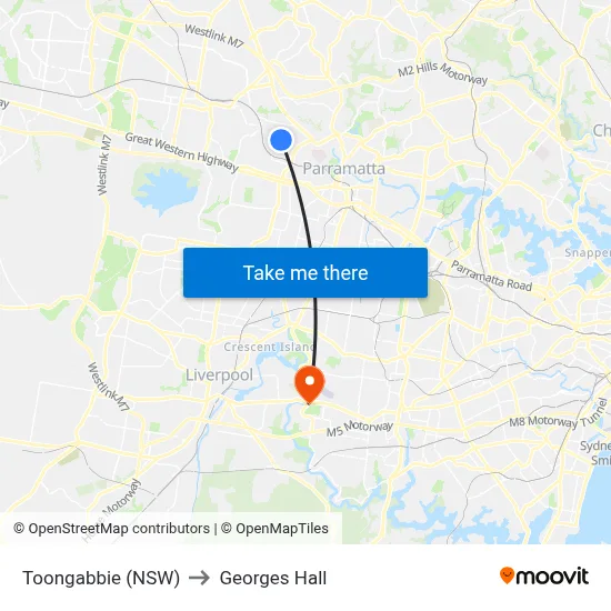Toongabbie (NSW) to Georges Hall map