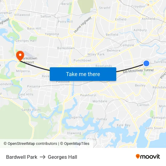 Bardwell Park to Georges Hall map