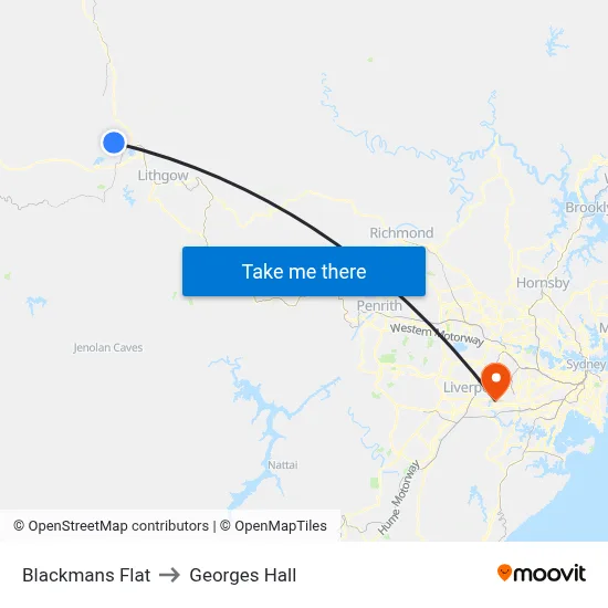 Blackmans Flat to Georges Hall map