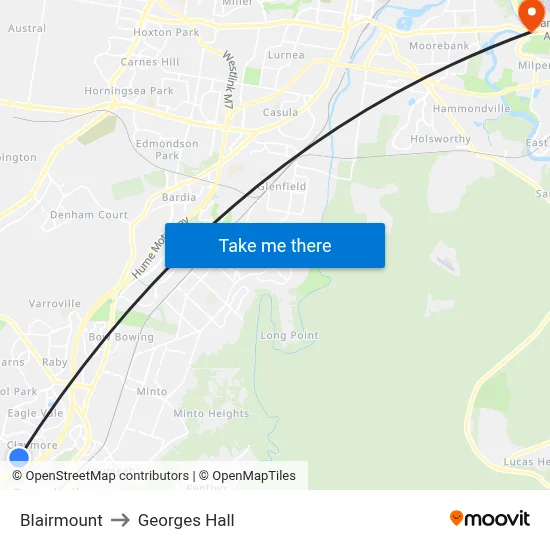 Blairmount to Georges Hall map