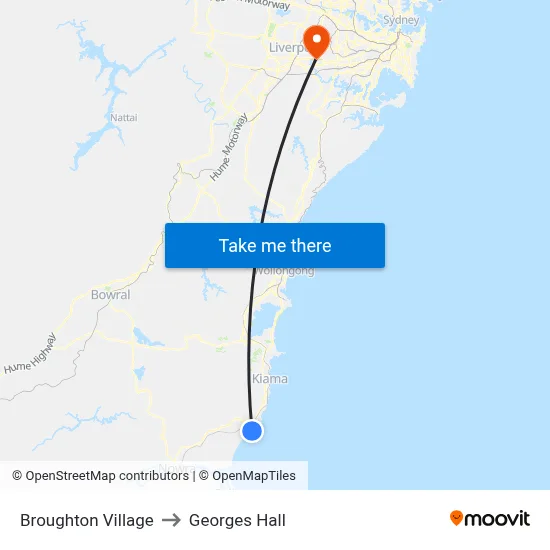 Broughton Village to Georges Hall map