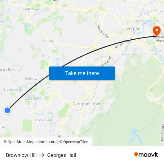Brownlow Hill to Georges Hall map