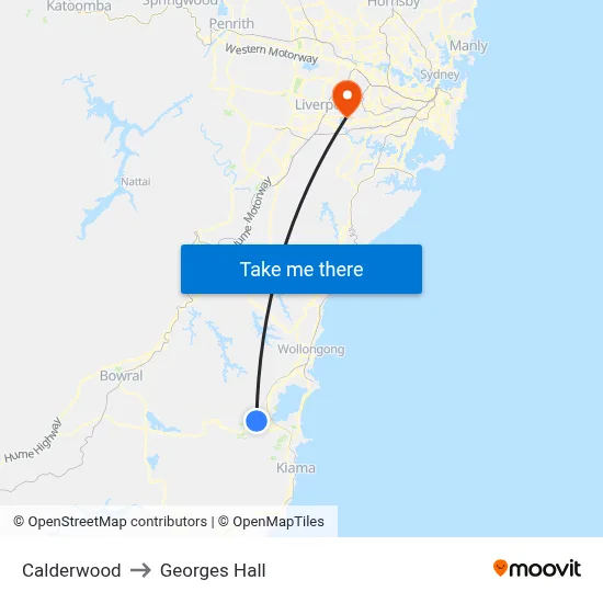 Calderwood to Georges Hall map