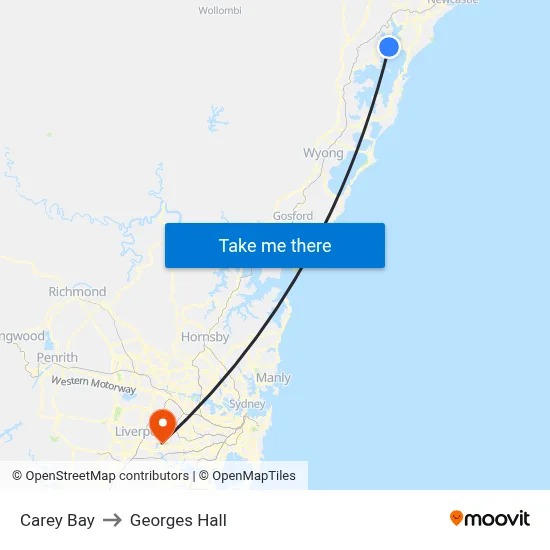 Carey Bay to Georges Hall map