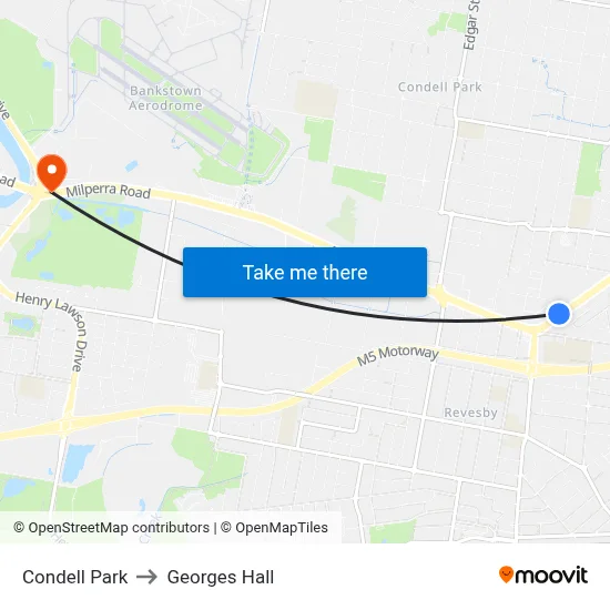 Condell Park to Georges Hall map
