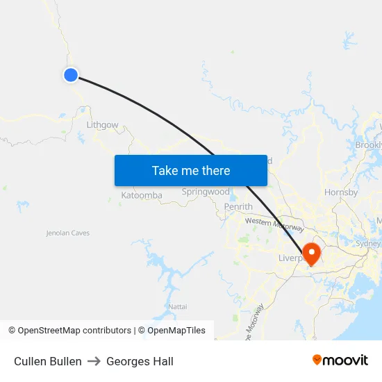 Cullen Bullen to Georges Hall map
