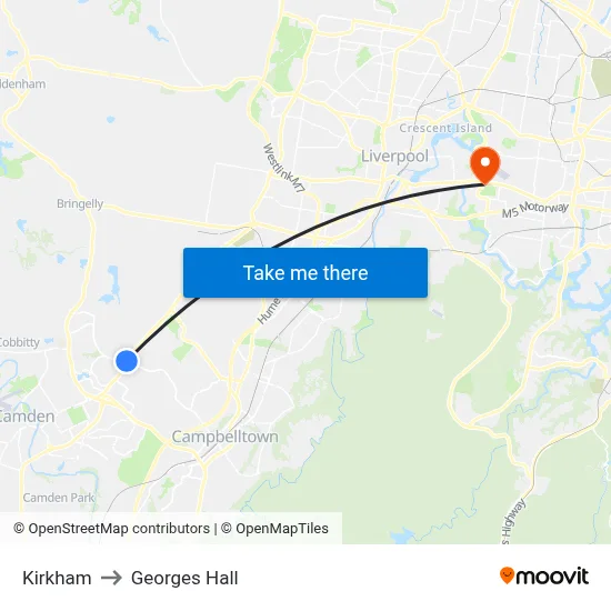 Kirkham to Georges Hall map