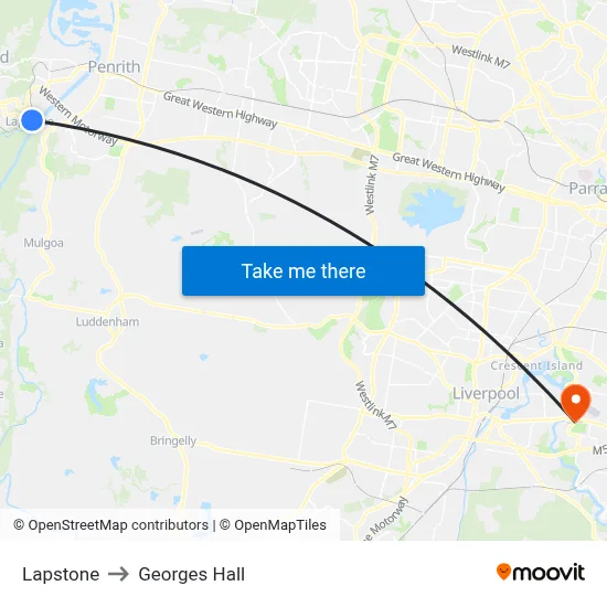 Lapstone to Georges Hall map