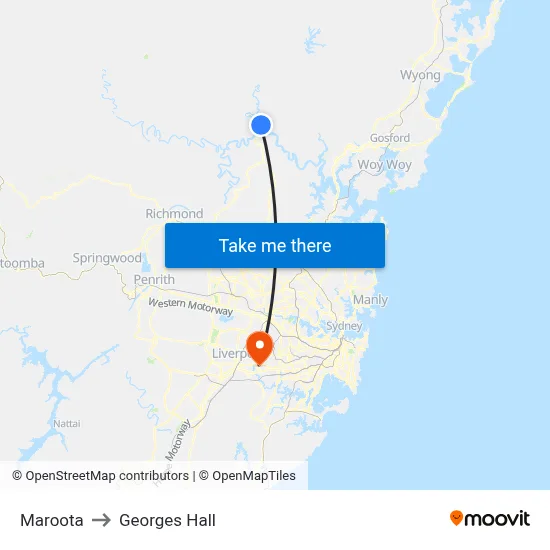 Maroota to Georges Hall map