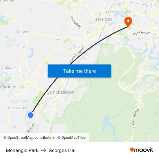 Menangle Park to Georges Hall map