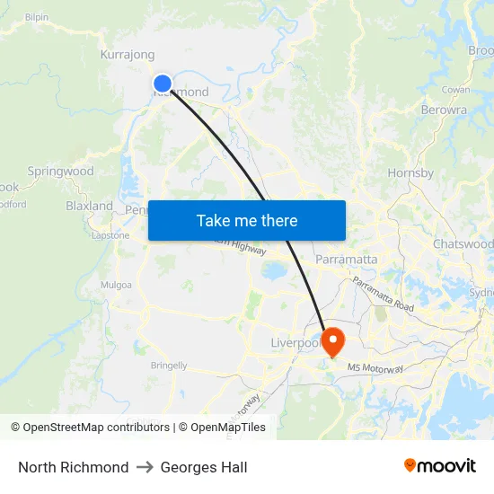 North Richmond to Georges Hall map