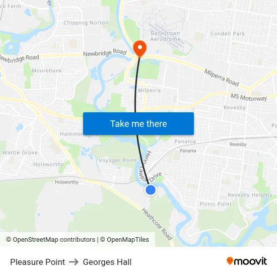 Pleasure Point to Georges Hall map