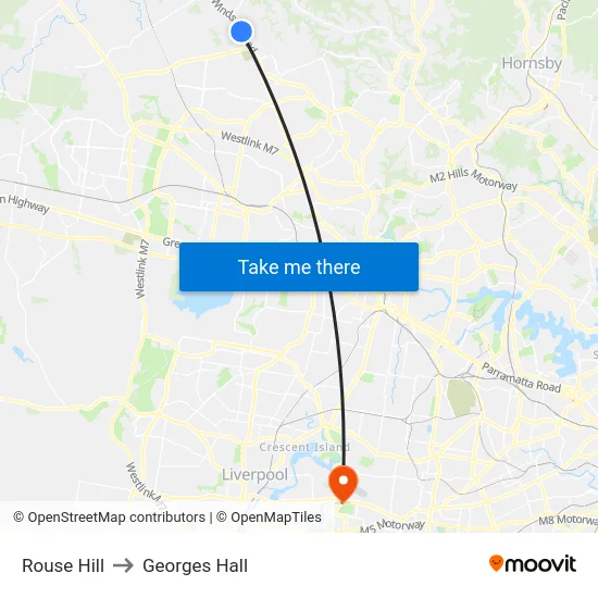 Rouse Hill to Georges Hall map
