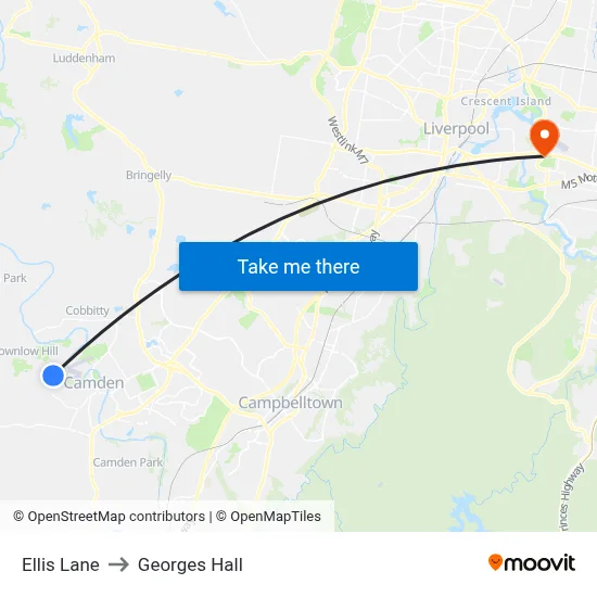 Ellis Lane to Georges Hall map