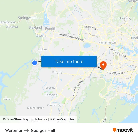 Werombi to Georges Hall map