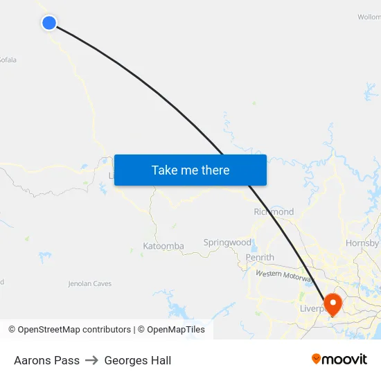 Aarons Pass to Georges Hall map