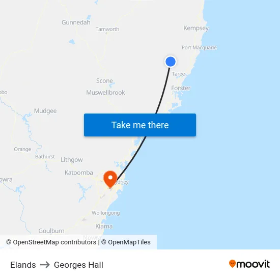 Elands to Georges Hall map