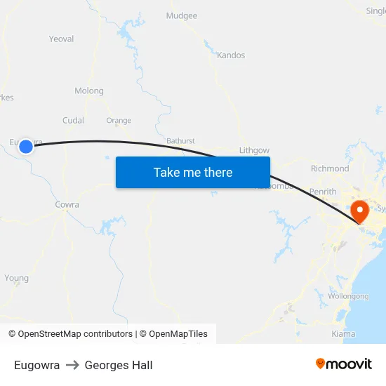 Eugowra to Georges Hall map