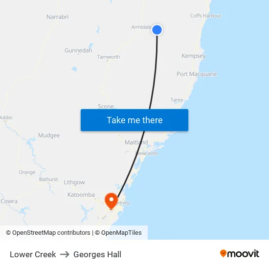 Lower Creek to Georges Hall map